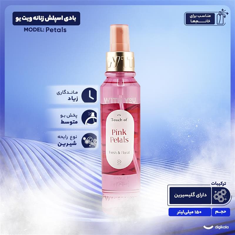 بادی اسپلش زنانه ویت یو مدل Petals حجم 150 میلی لیتر — تصویر ۴