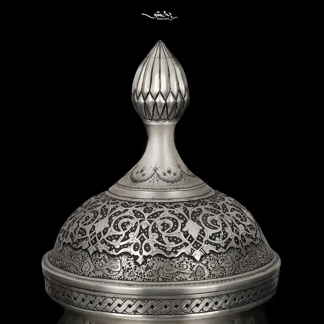 گزخوری نقره گرد دربدار مینیاتور ریزقلم اعلا — تصویر ۳