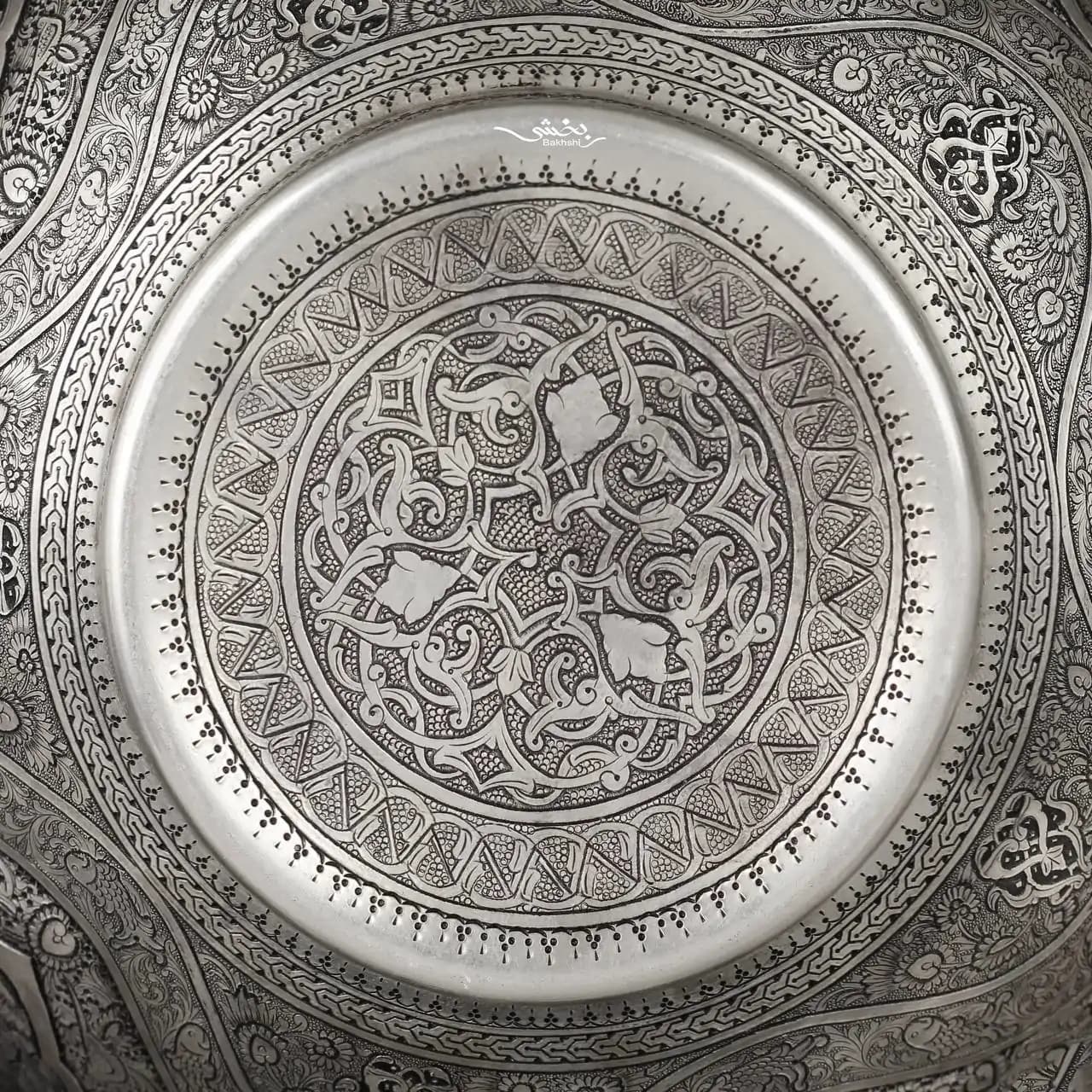 گزخوری نقره گرد دربدار مینیاتور ریزقلم اعلا — تصویر ۵