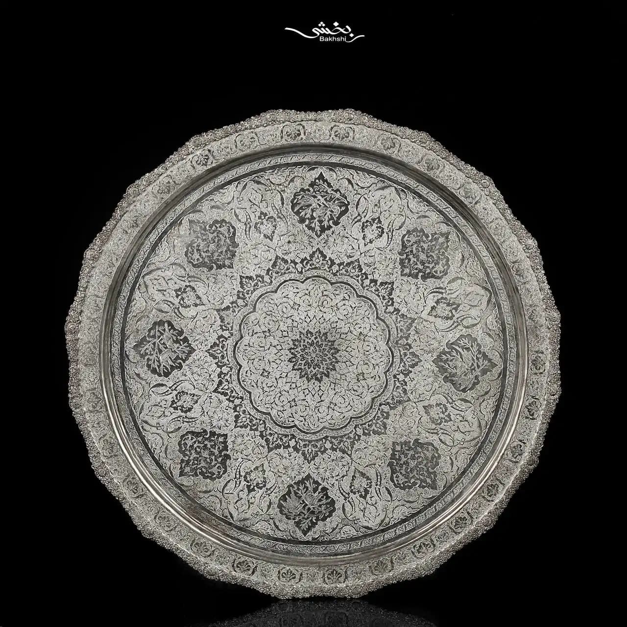 سینی نقره گرد ترنج ریزقلم