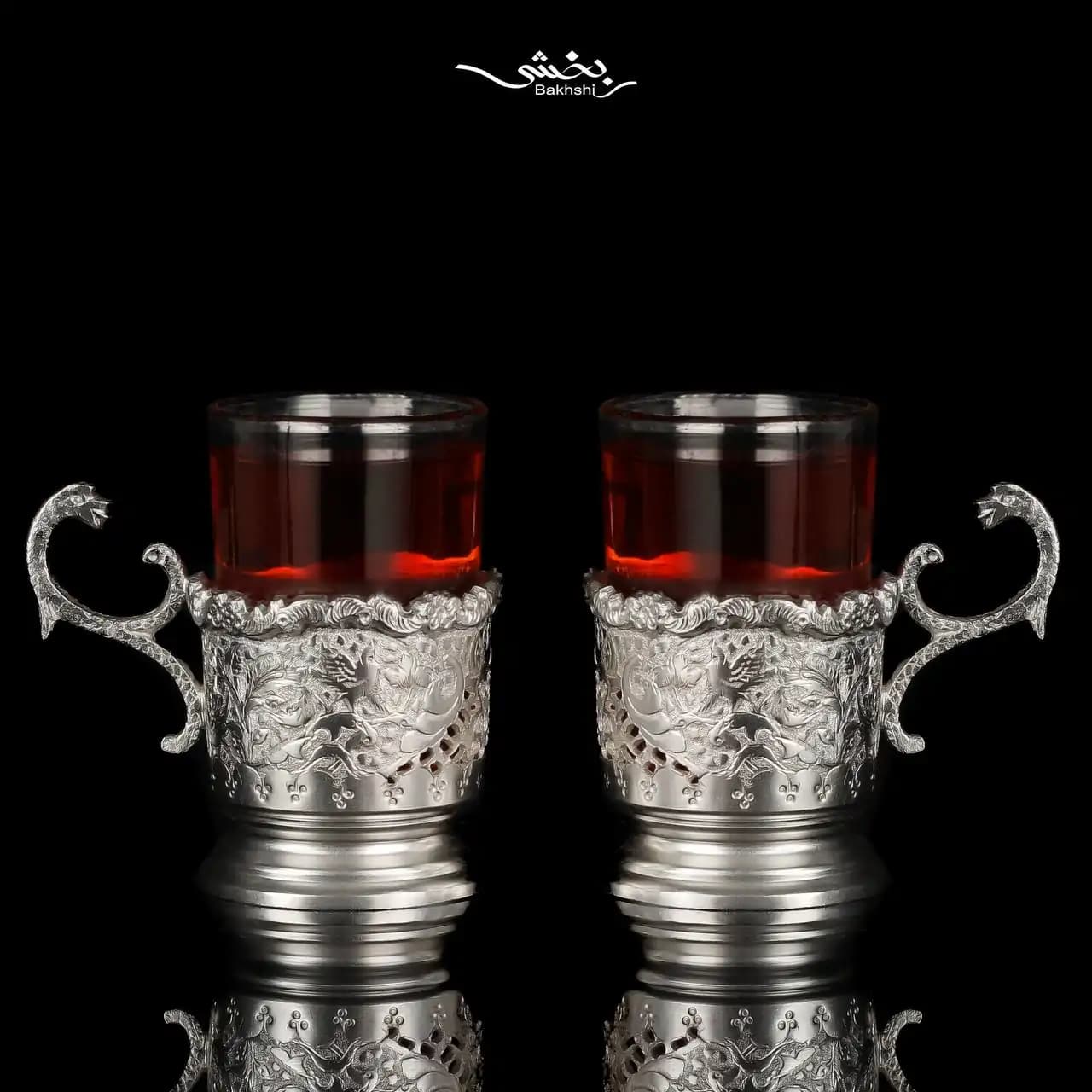 انگاره نقره شش عددی قلم گل و مرغ