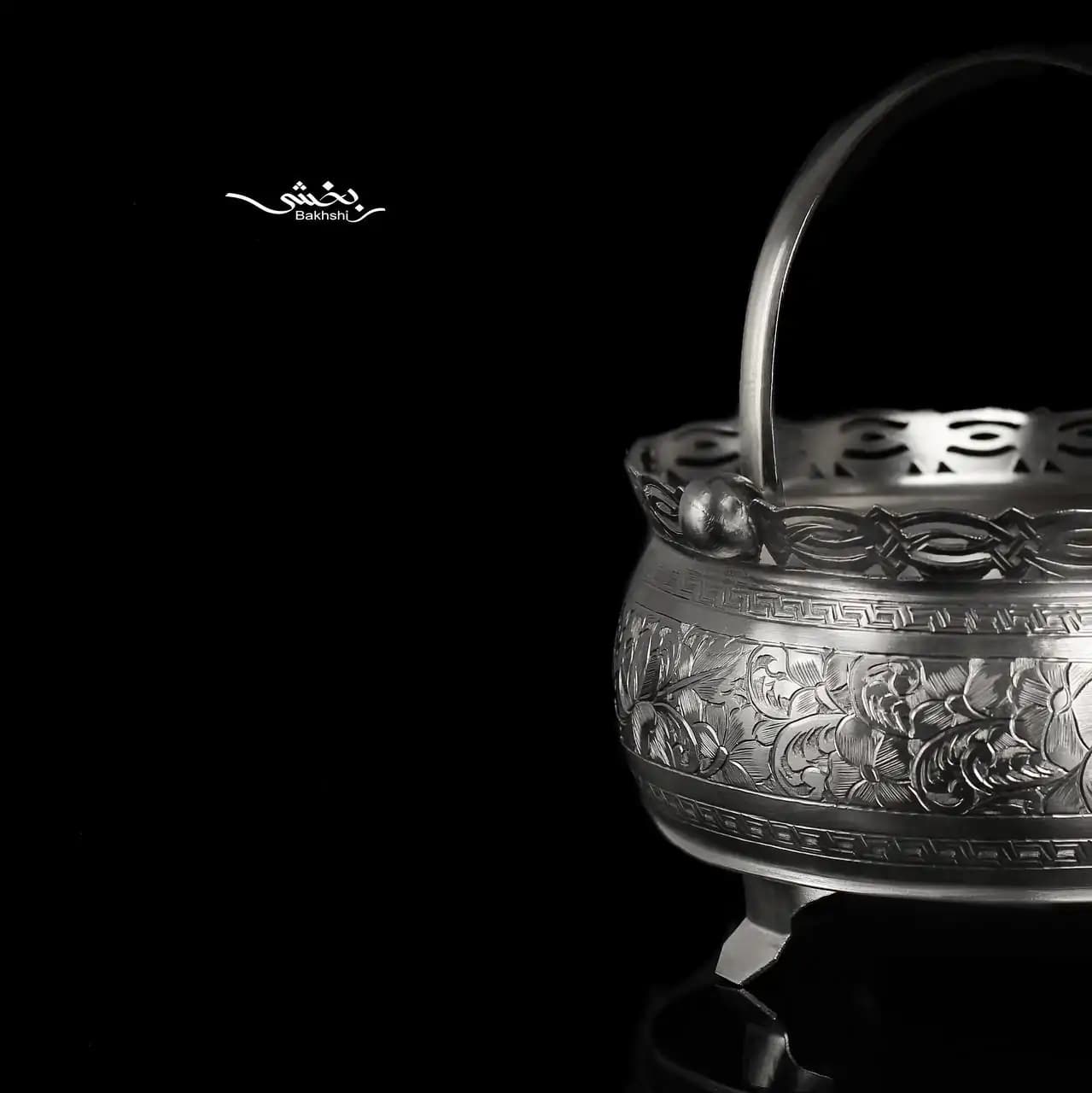 سبد نقره دسته دار قلم تبریز — تصویر ۳