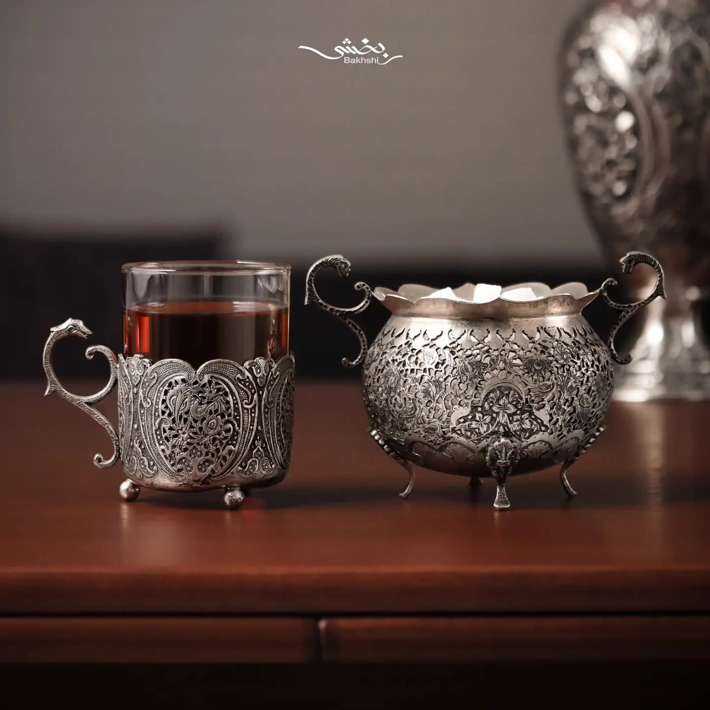 قندان قلم گل و مرغ و مشبک اعلا — تصویر ۲