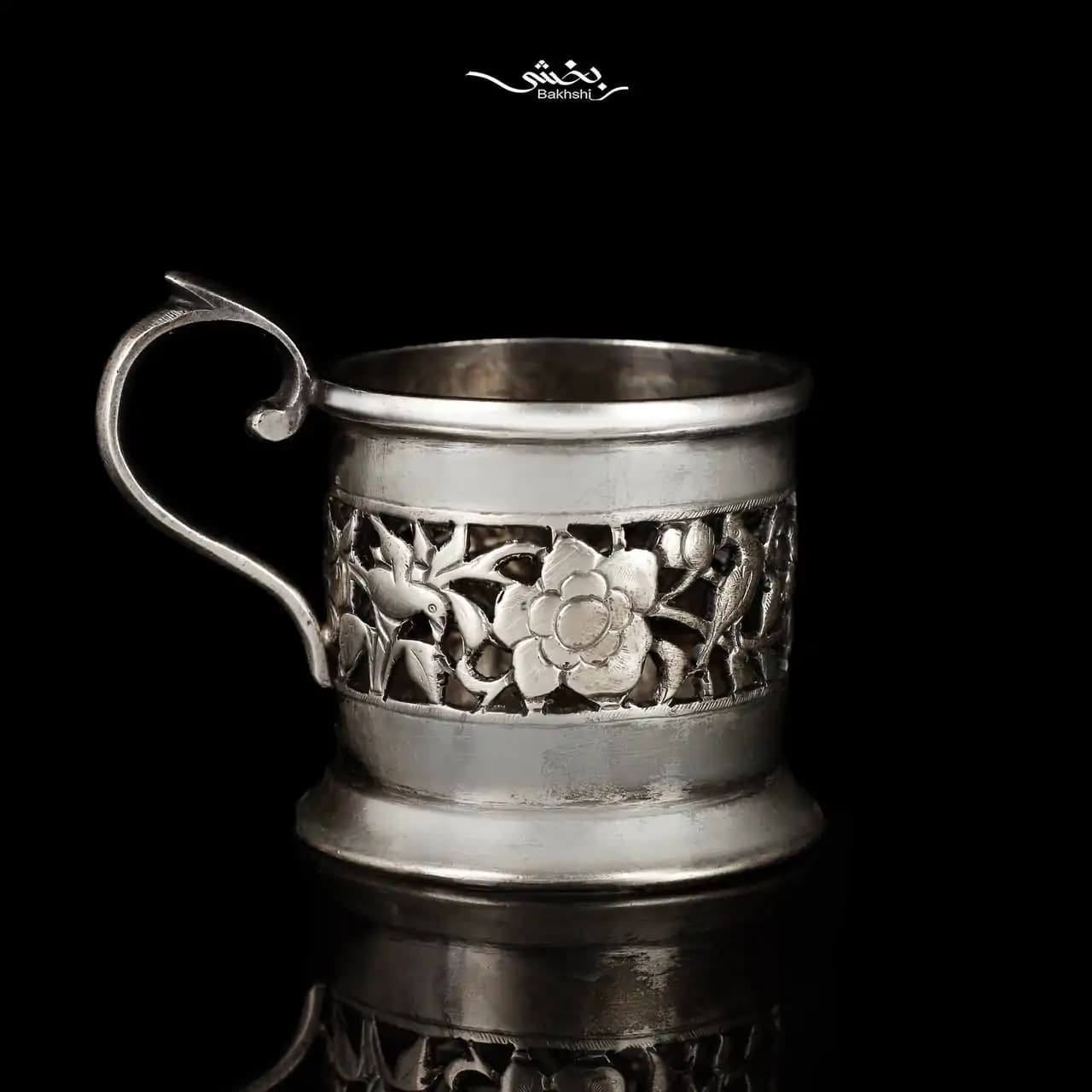 انگاره نقره شش عددی گل و مرغ اره کاری — تصویر ۳