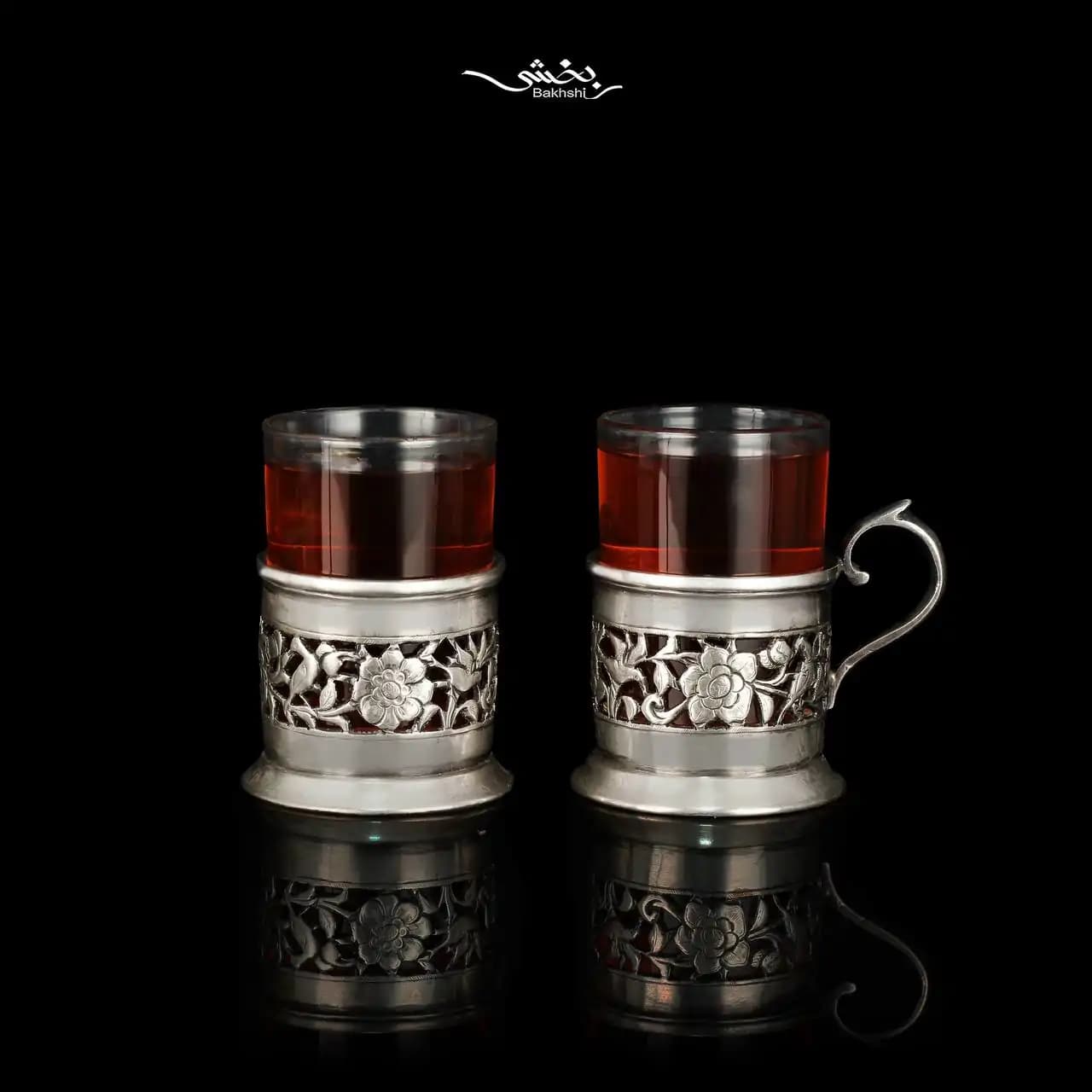 انگاره نقره شش عددی گل و مرغ اره کاری