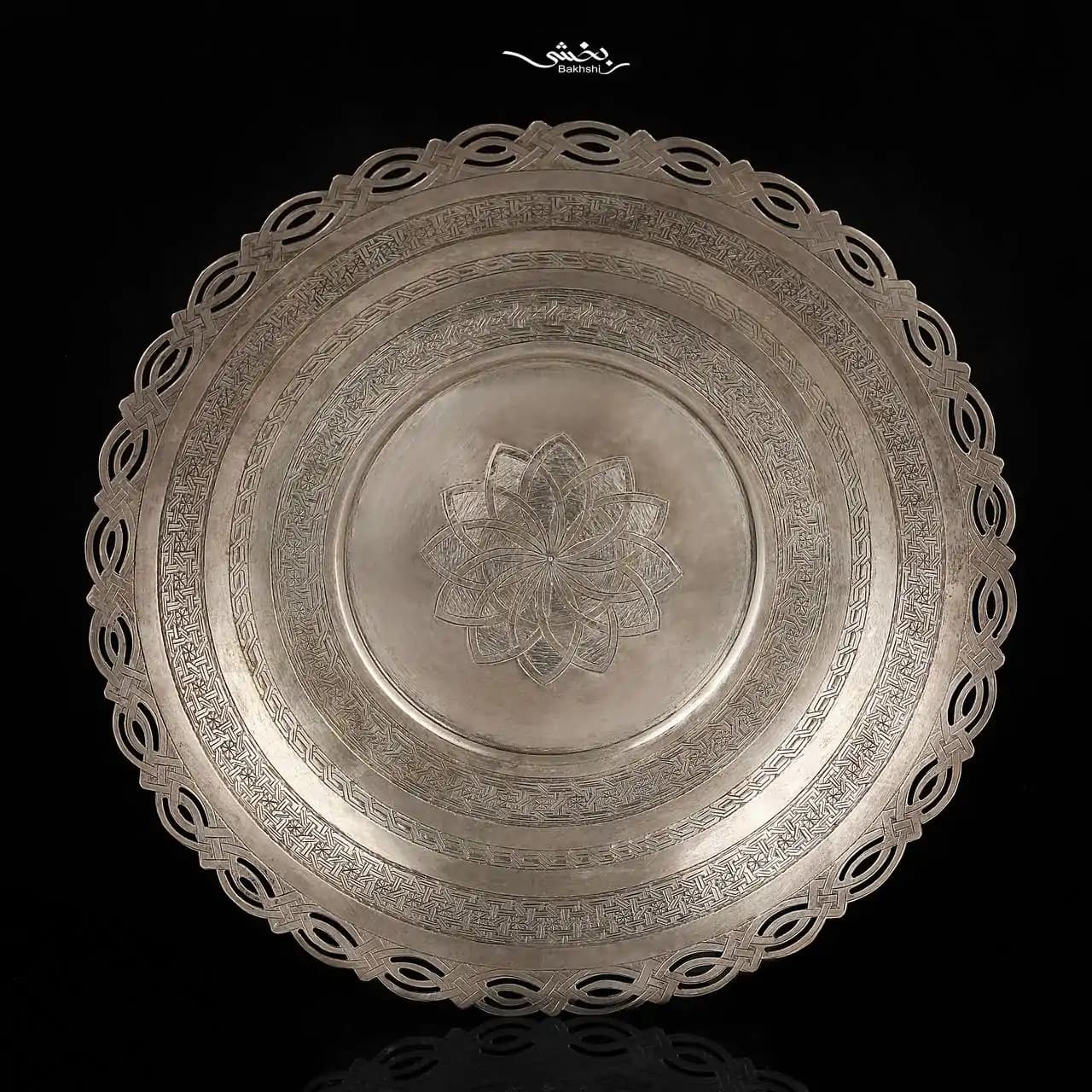 شیرینی خوری نقره گرد پایه دار قدیمی تبریز