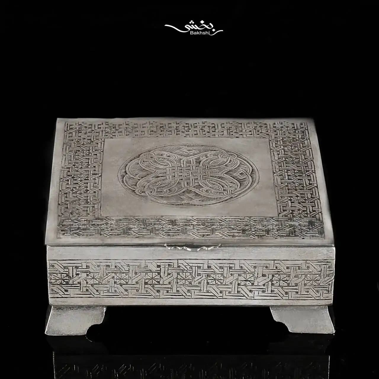جعبه نقره مربع قلم تبریز — تصویر ۴