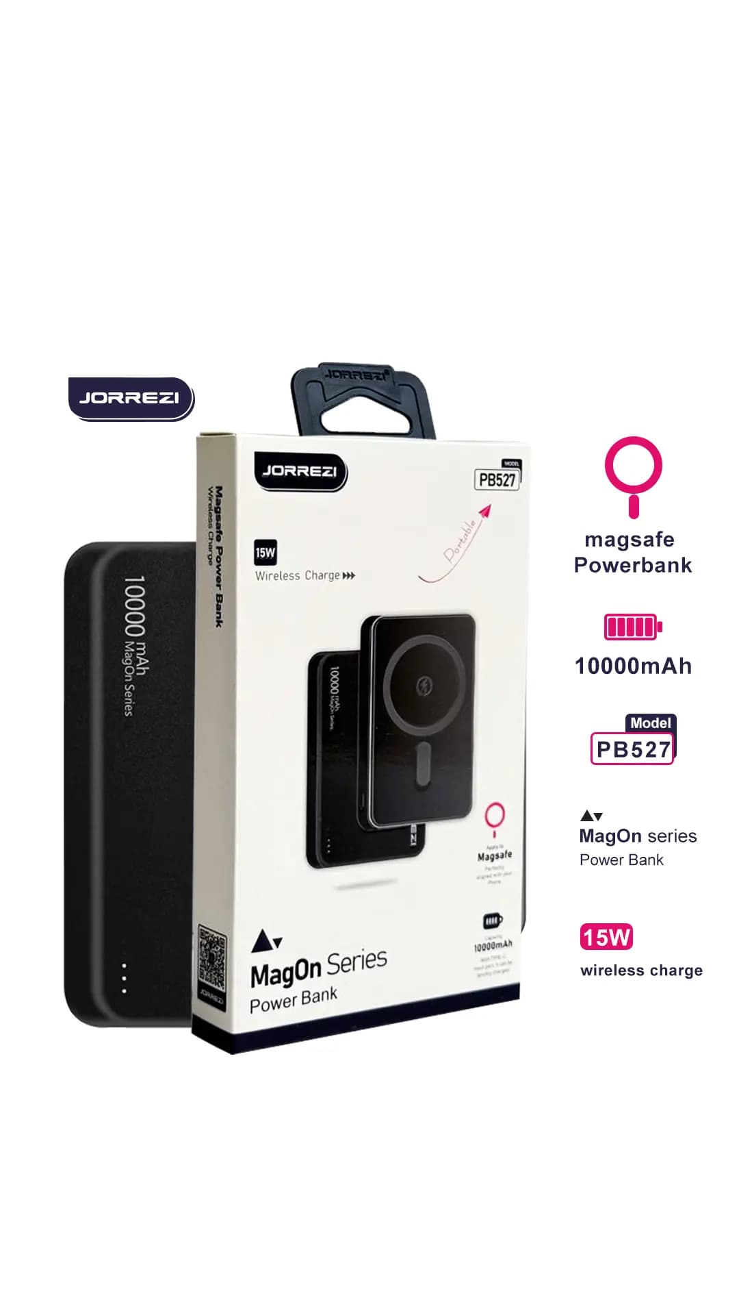 پاور بانک 10 هزار MagOn Series برند JORREZI (کدB9016) — تصویر ۵
