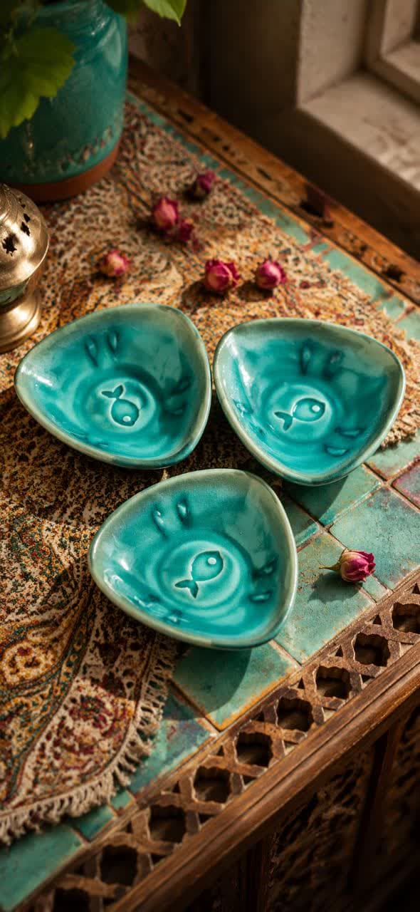 کاسه سرامیک سه گوش نقاشی ماهی