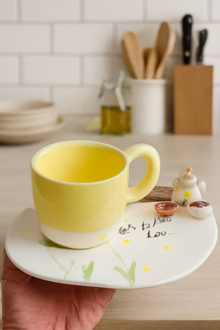 ست چای خوری سرامیک تک نفره نقش برجسته