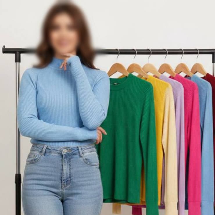 بلوز فینگردار یقه ۳ سانت بیسیک ( پک 6 عددی)
