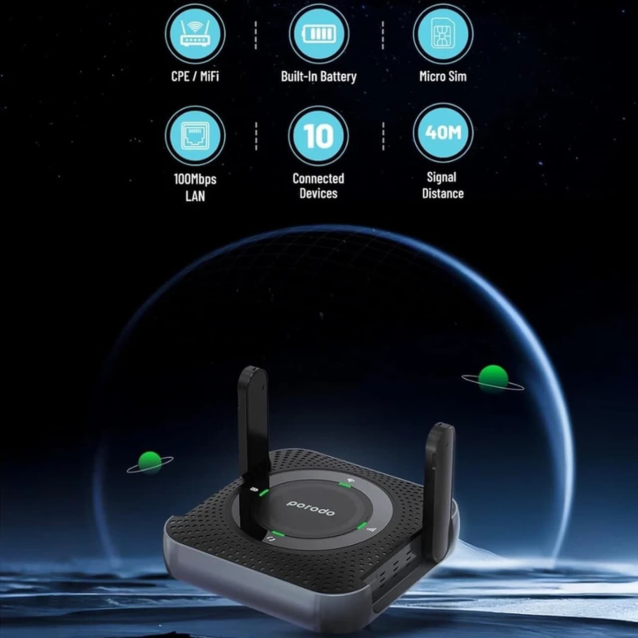 مودم همراه PORODO 4G/LTE مدل PD4GCPMFBKGY – خاکستری (گارانتی یکساله شرکتی) — تصویر ۶