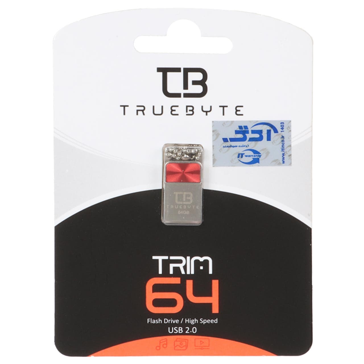 فلش TRUEBYTE TRIM USB2.0 Flash Memory – 64GB قرمز (گارانتی مادام العمر شرکت آی تین)