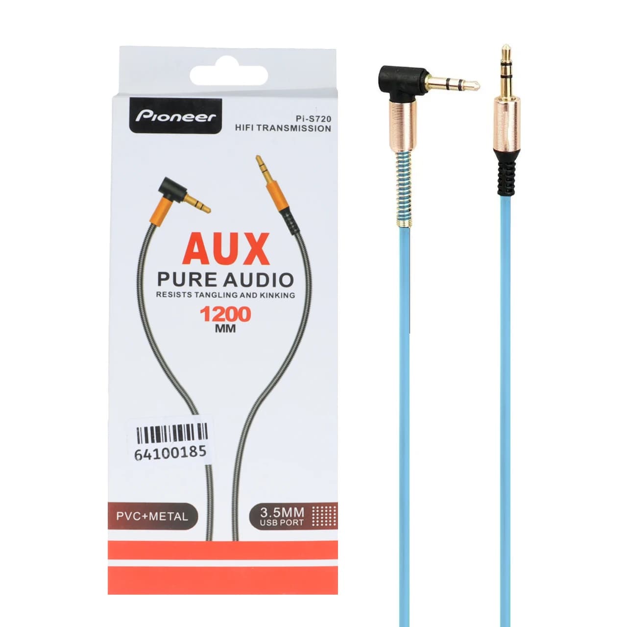 کابل 1.2 متری Pioneer Aux مدل Pi-S720 – آبی – ASP (گارانتی شش ماهه آروین)