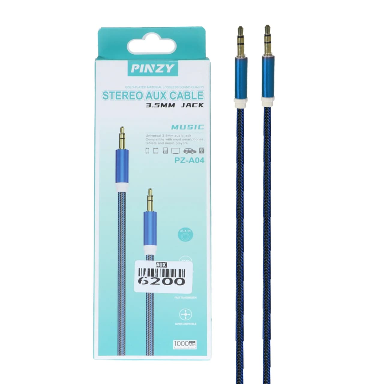 کابل PINZY Aux مدل PZ-A04 – آبی – ASP (گارانتی شش ماهه آروین) — تصویر ۲