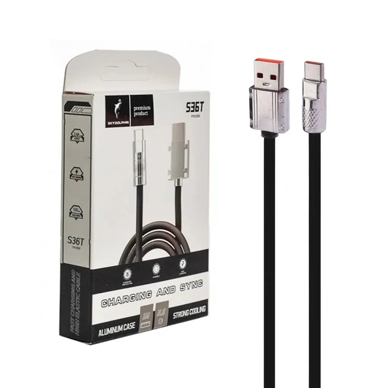 کابل شارژ فست SKY DOLPHIN Type-C مدل S36T – مشکی – RYL — تصویر ۲