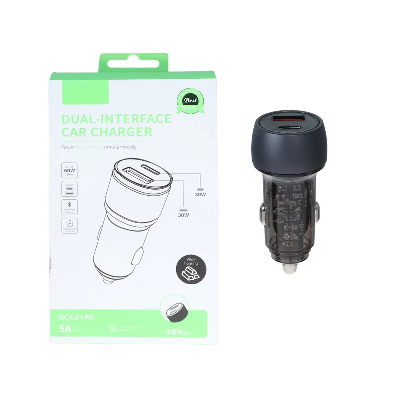 شارژر فندکی PD و فست دو پورت مدل C26 60W – مشکی – ASP (گارانتی شش ماهه آروین) — تصویر ۴
