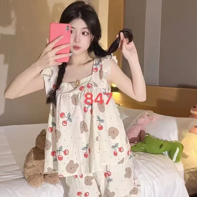 ست دو تیکه راحتی تاپ و شورتک دخترانه و زنانه کد 1639 — تصویر ۳