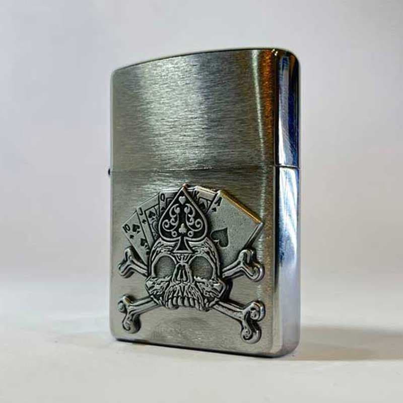 فندک زیپو اصل طرح جمجمه و پوکر مدل 49293 zippo