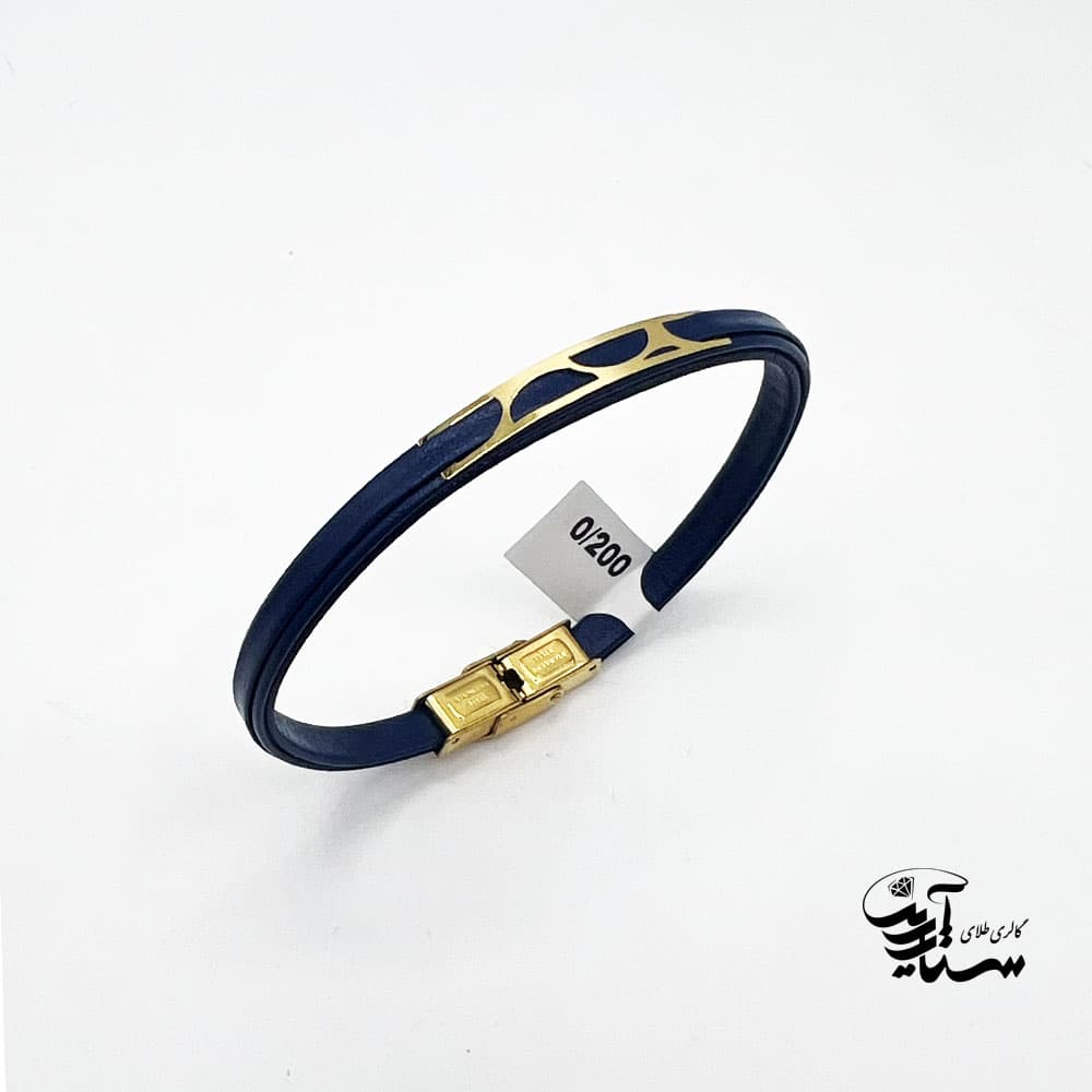 دستبند چرم و طلا زنانه کد 1103