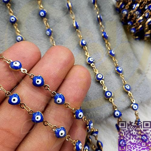 زنجیر قلبی چشم نظر استیل نیم متری