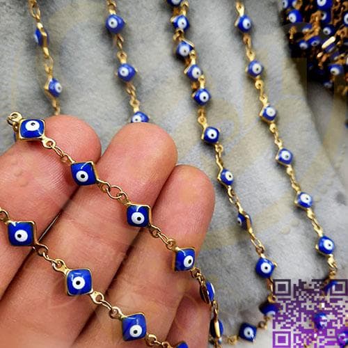 زنجیر لوزی چشم نظر استیل نیم متری