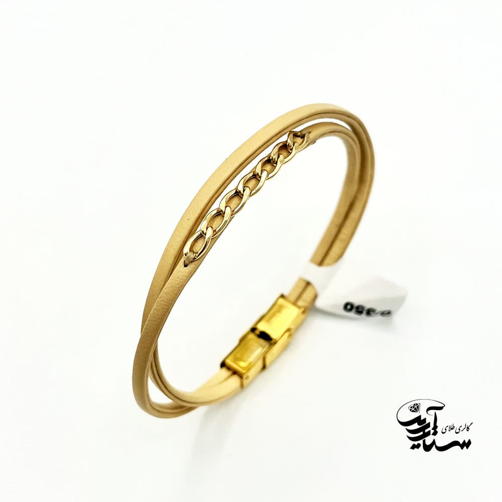 دستبند چرم و طلا زنانه کد 1061