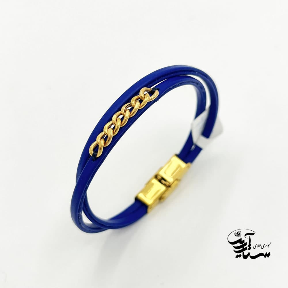 دستبند چرم و طلا زنانه کد 1060