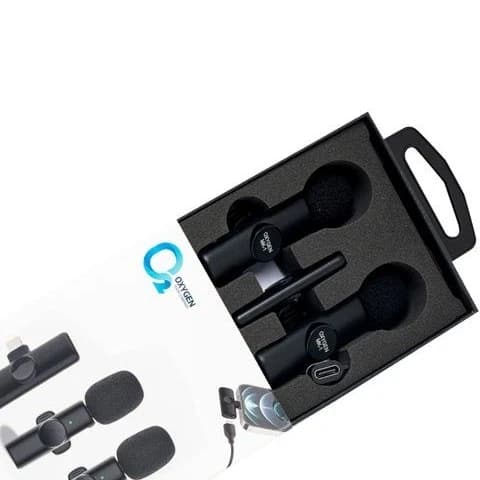 میکروفون بی‌سیم دو کاربره اکسیژن مدل MK1 یقه‌ای با پرت های تایپ C و لایتنینگ — تصویر ۵