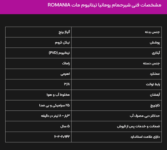شیر دوش البرز روز مدل رومانیا تیتانیوم مات — تصویر ۲