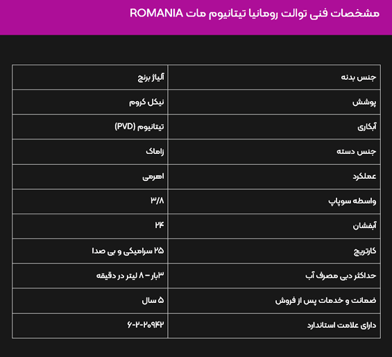 شیر توالت البرز روز مدل رومانیا تیتانیوم مات — تصویر ۲