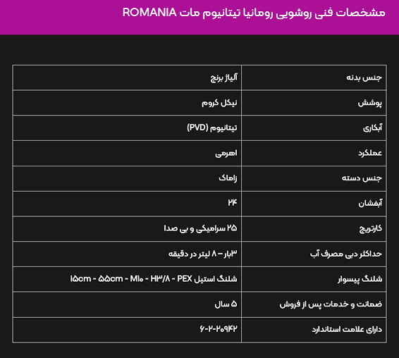 شیر روشویی البرز روز مدل رومانیا تیتانیوم مات — تصویر ۲