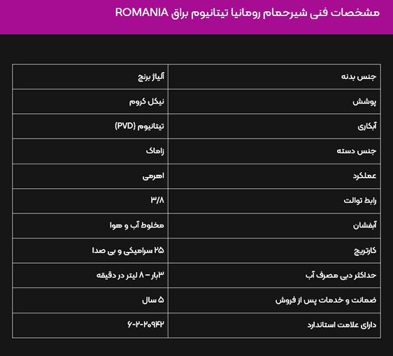 شیر دوش البرز روز مدل رومانیا تیتانیوم براق — تصویر ۲