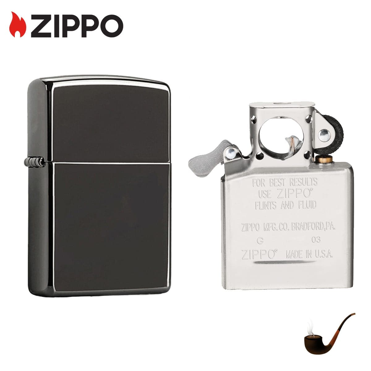 زیپو کد 29789 Black Ice® Lighter & Pipe Insert