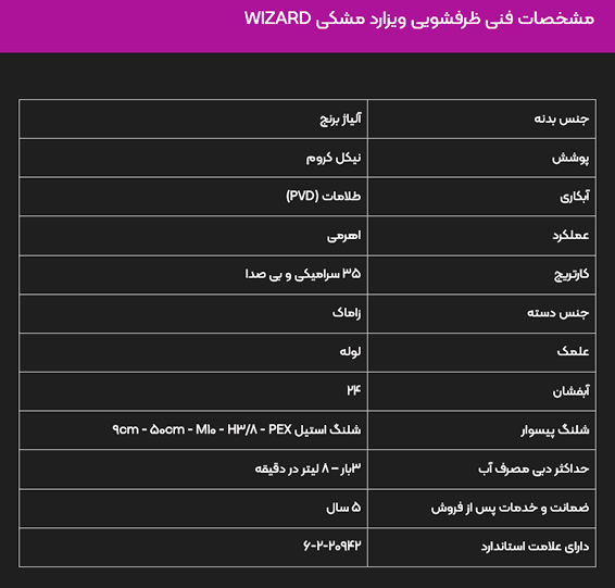 شیر ظرفشویی البرز روز مدل ویزارد مشکی — تصویر ۲