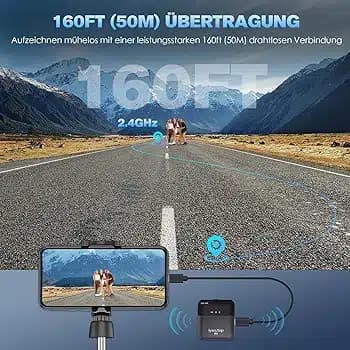 میکروفن بی‌سیم یقه‌ای برای آیفون و گوشی موبایل با درگاه USB- — تصویر ۵