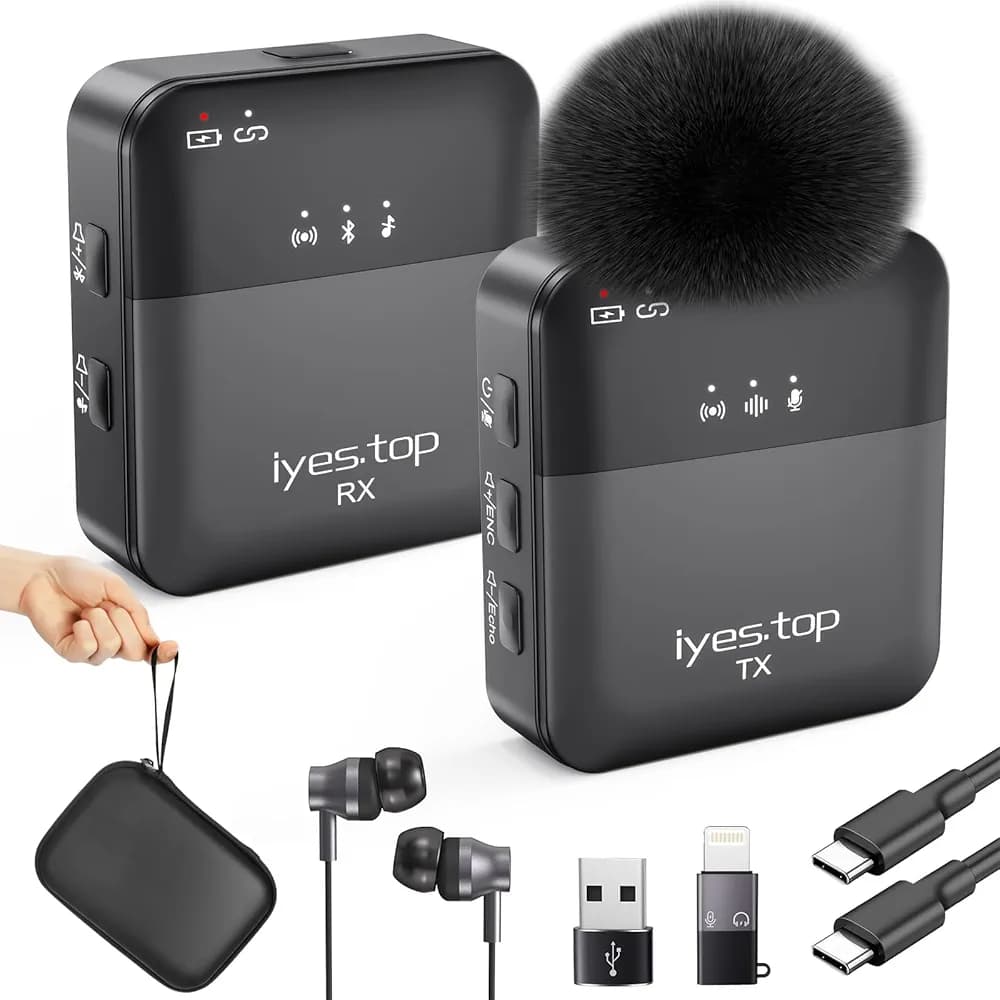 میکروفن بی‌سیم یقه‌ای برای آیفون و گوشی موبایل با درگاه USB-