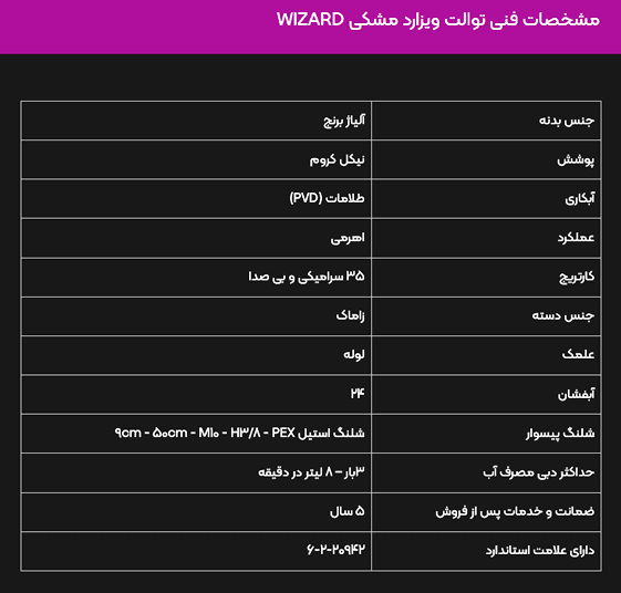 شیر توالت البرز روز مدل ویزارد مشکی — تصویر ۲
