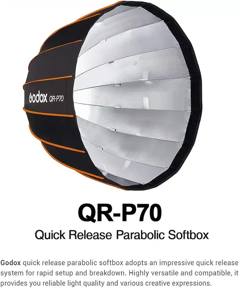 سافت باکس پارابولیک Godox QR_P70 (چتر نورپردازی) ترکیبی از سرعت ، کیفیت نور و دوام حرفه ای — تصویر ۵