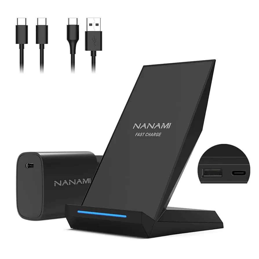 شارژر بی سیم NANAMI مدل2در1 با آداپتور30 واتی USB_C شارژ سریع ، ایمن و هوشمند برای تمام گوشی های شما
