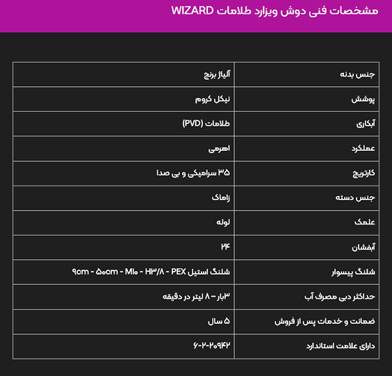 شیر دوش البرز روز مدل ویزارد طلامات — تصویر ۳