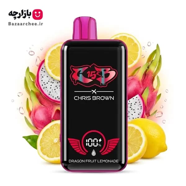 پاد یکبار مصرف دراگون فروت لیموناد 15000 پاف کریس براون | CHRIS BROWN Dragon Fruit Lemonade — تصویر ۲