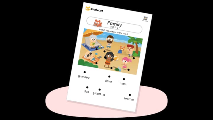 کتاب Worksheet Family Match 1 (برگه کار تطبیق خانواده ۱) نسخه انگلیسی PDF