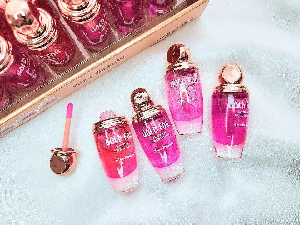 برق لب شایندار حرارتی GOLD FOIL کیس بیوتی Kiss Beauty — تصویر ۳