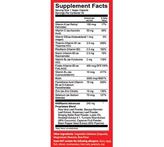 قرص های ویتامین هیرتامین 30 عددی Hairtamin Advanced Formula Vitamins — تصویر ۶