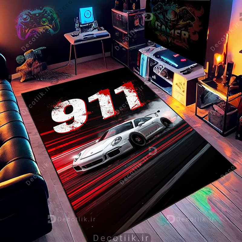 فرش اتاق پسرانه طرح ماشین پورشه 911 DC-1690