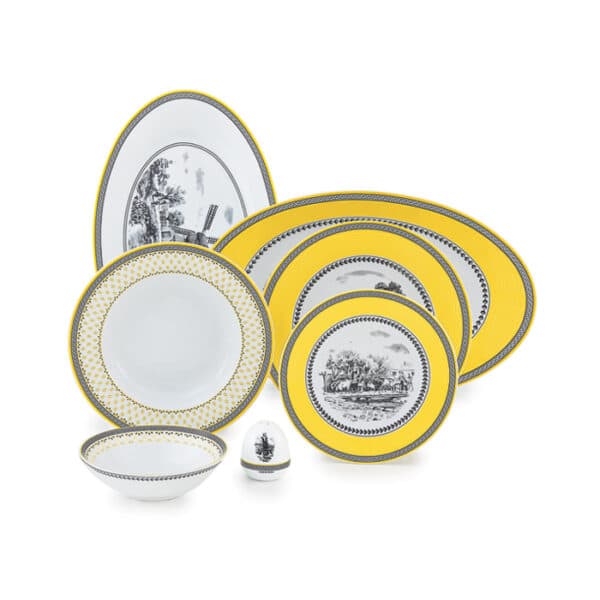 سرویس چینی زرین 28 پارچه مدل ایتالیا اف طرح ویلیج درجه عالی