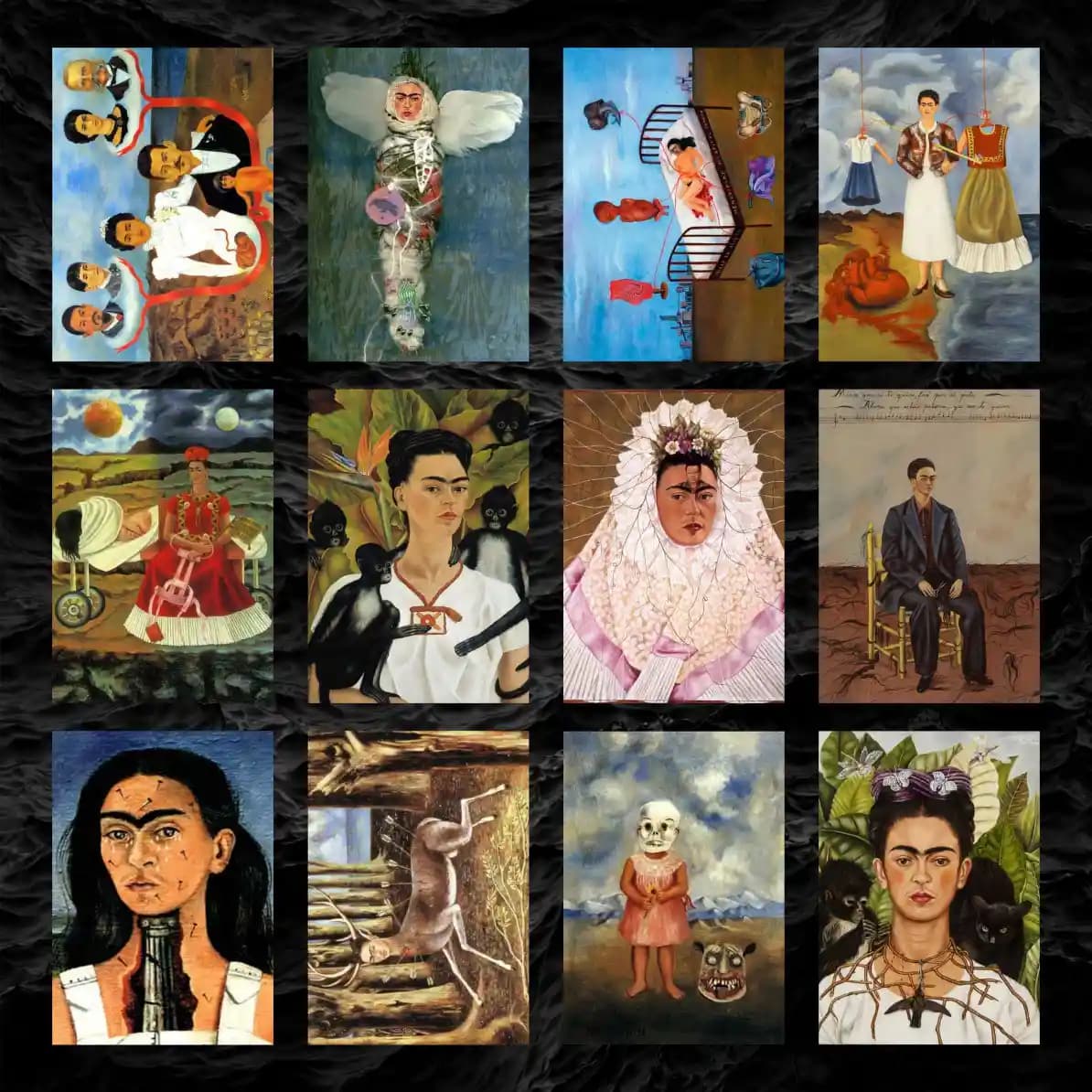 پک پوستر 12 عددی مجموعه آثار و نقاشی های فریدا کالو | Frieda Kahlo — تصویر ۳