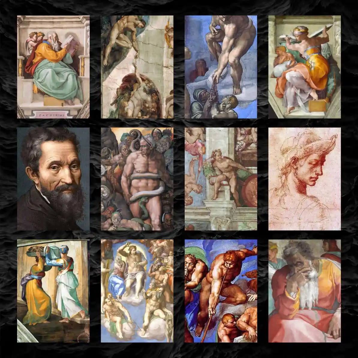 پک پوستر 12 عددی مجموعه آثار و نقاشی های میکل آنژ | Michelangelo — تصویر ۳