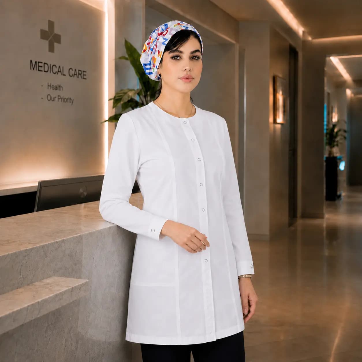 روپوش سفید زنانه برند سینوهه مدل دکمه فلزی